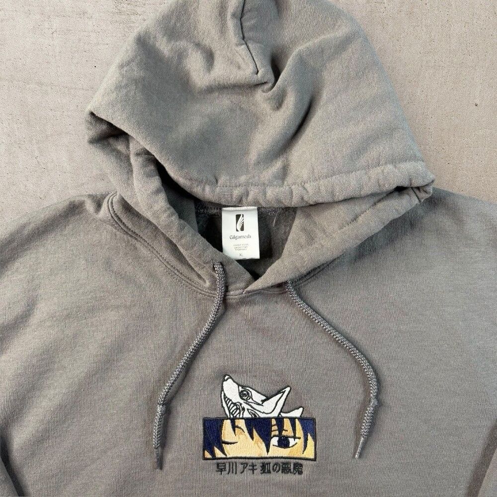 Gilgamesh Aki Hayakawa Hoodie Mens XL Fox Devil Embroidered Chainsaw Man Y2K